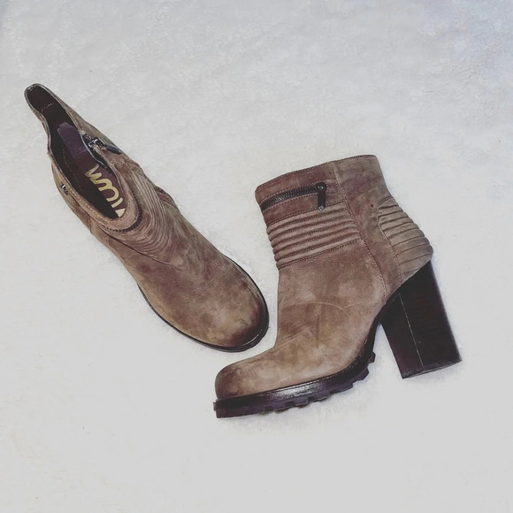 Sam Edelman Fowler Brown Leather Block Heel Ankle Boots 10 Women’s - Picture 2 of 16